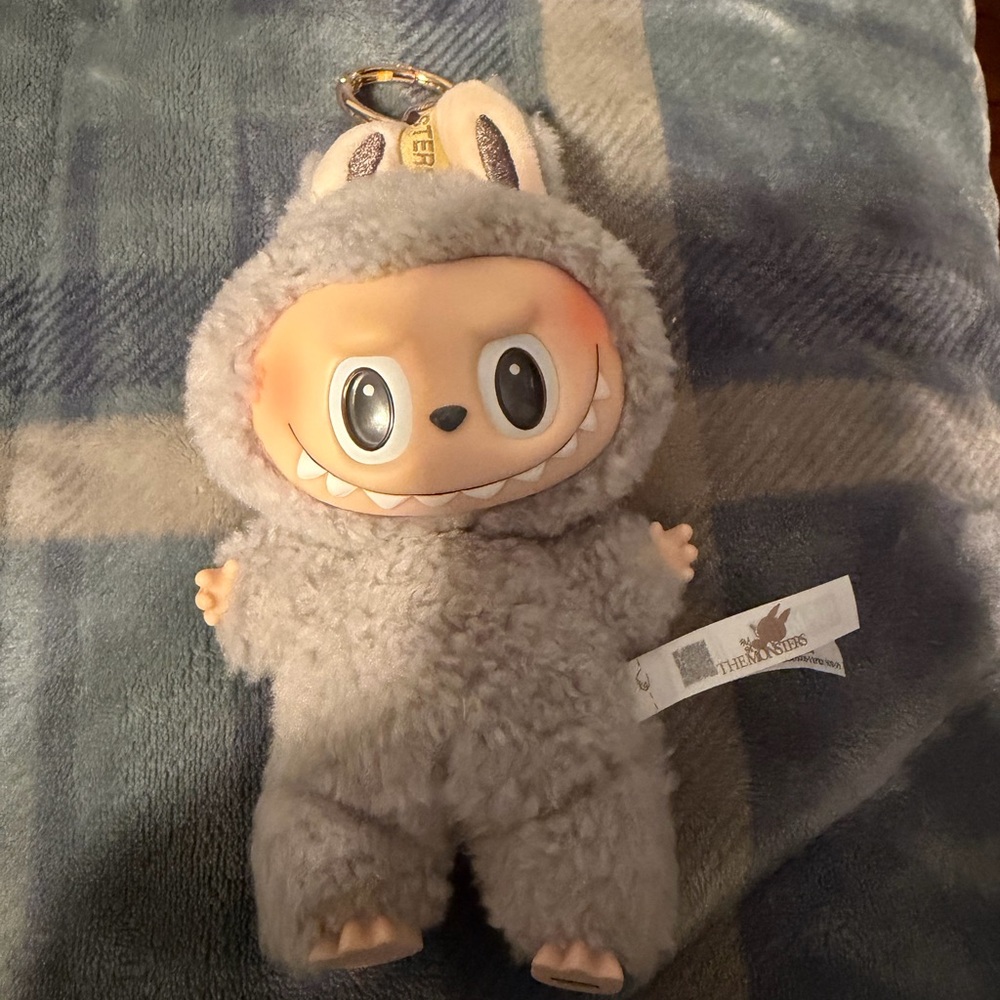 Gray Plush Doll Keychain